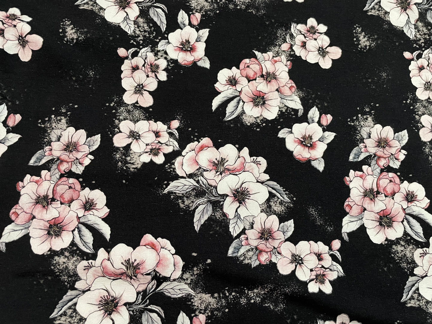 Pink floral on black