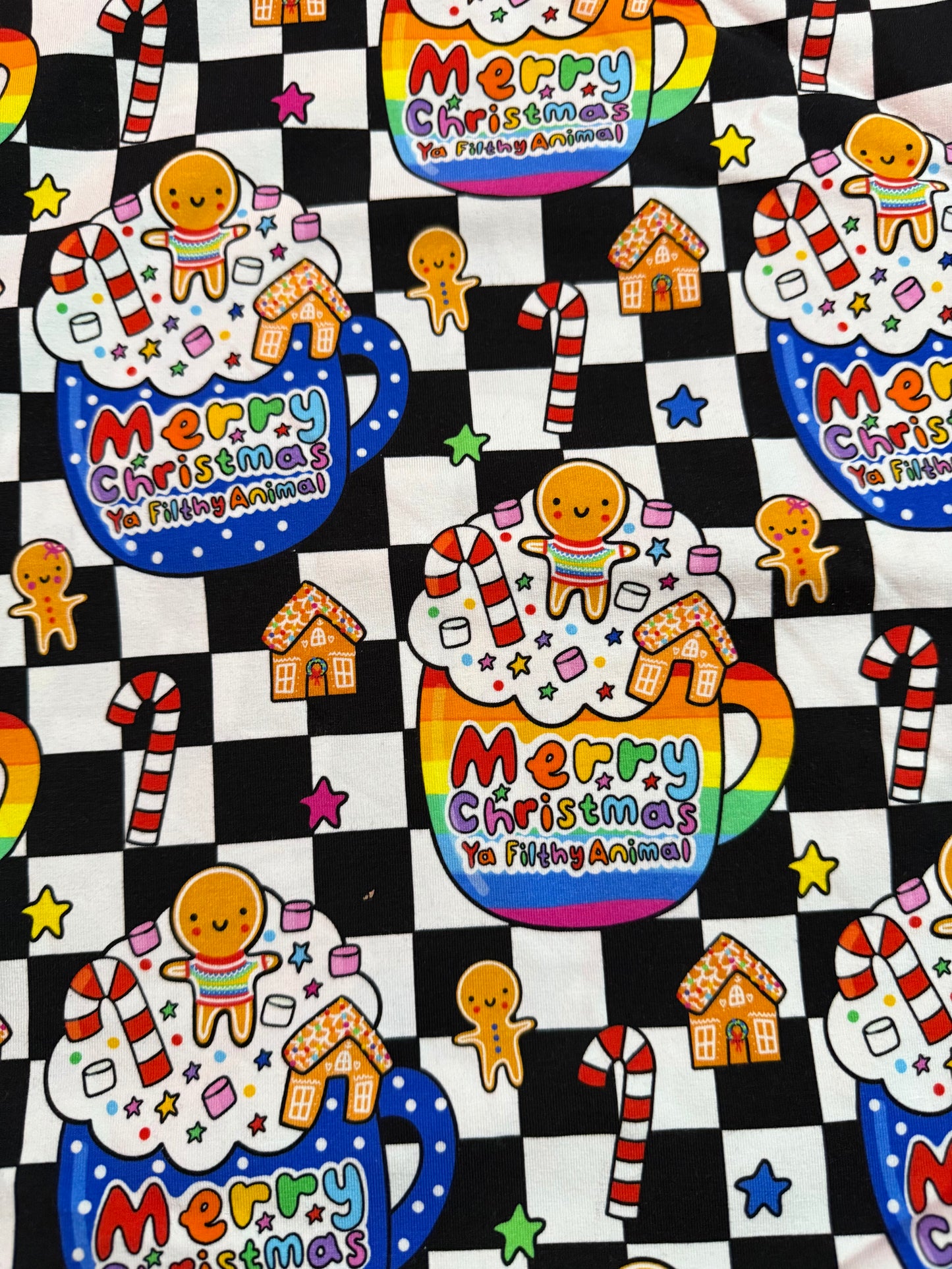 Merry christmas cup black and white check