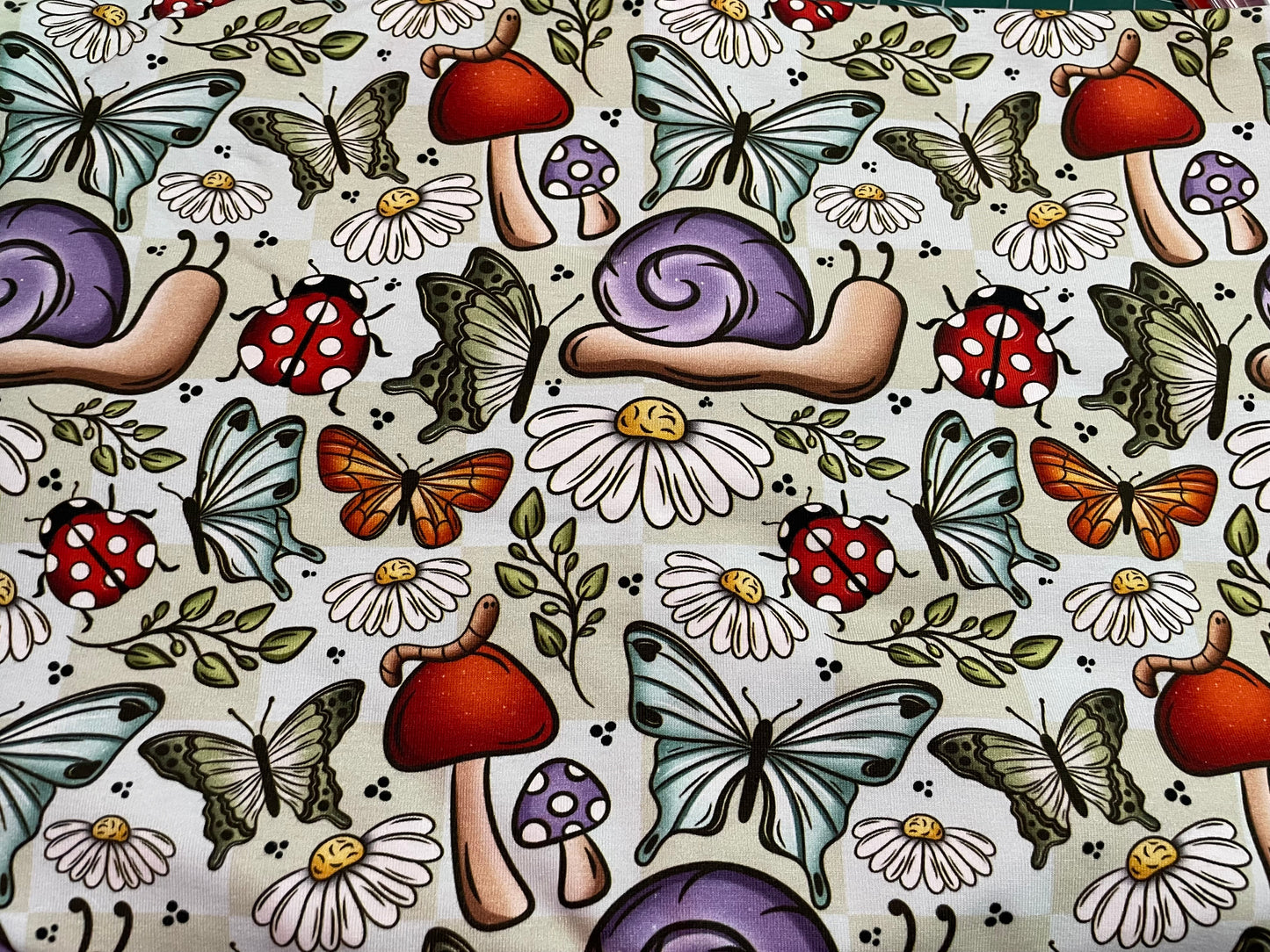 Woodland creatures green check