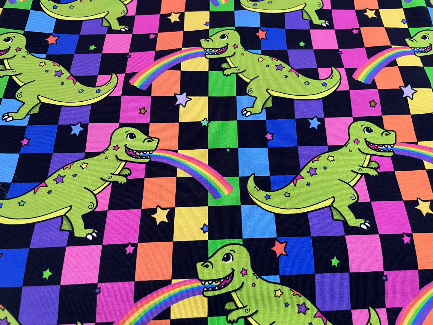 T-Rex rainbow check