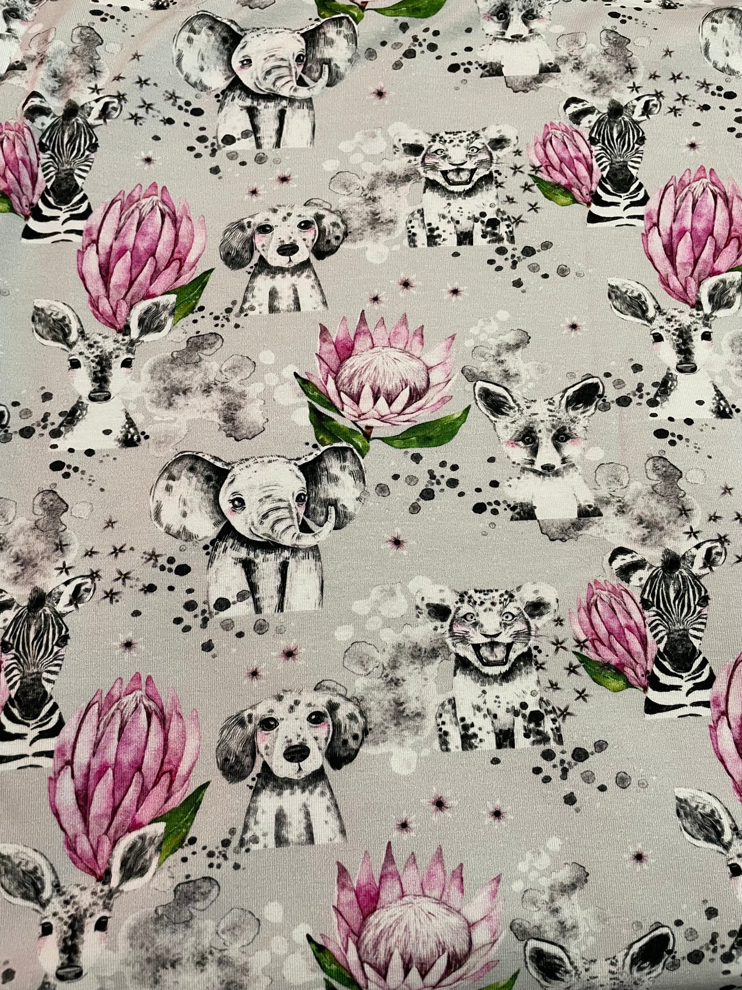 Safari floral on grey