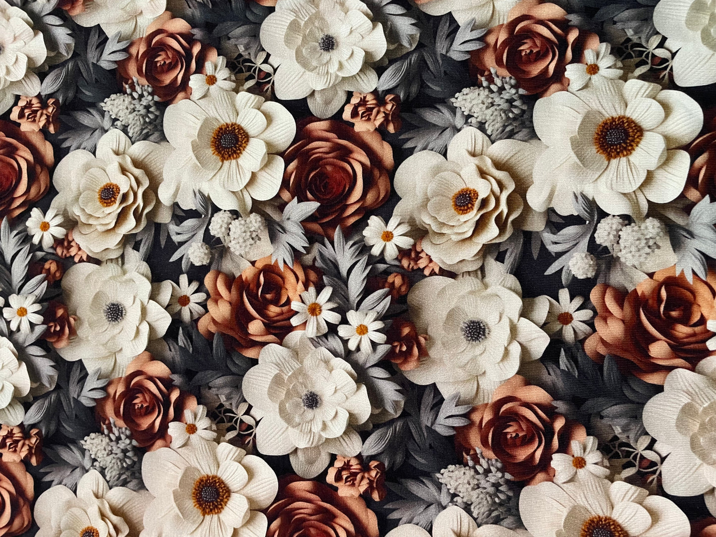 White floral rose gold roses