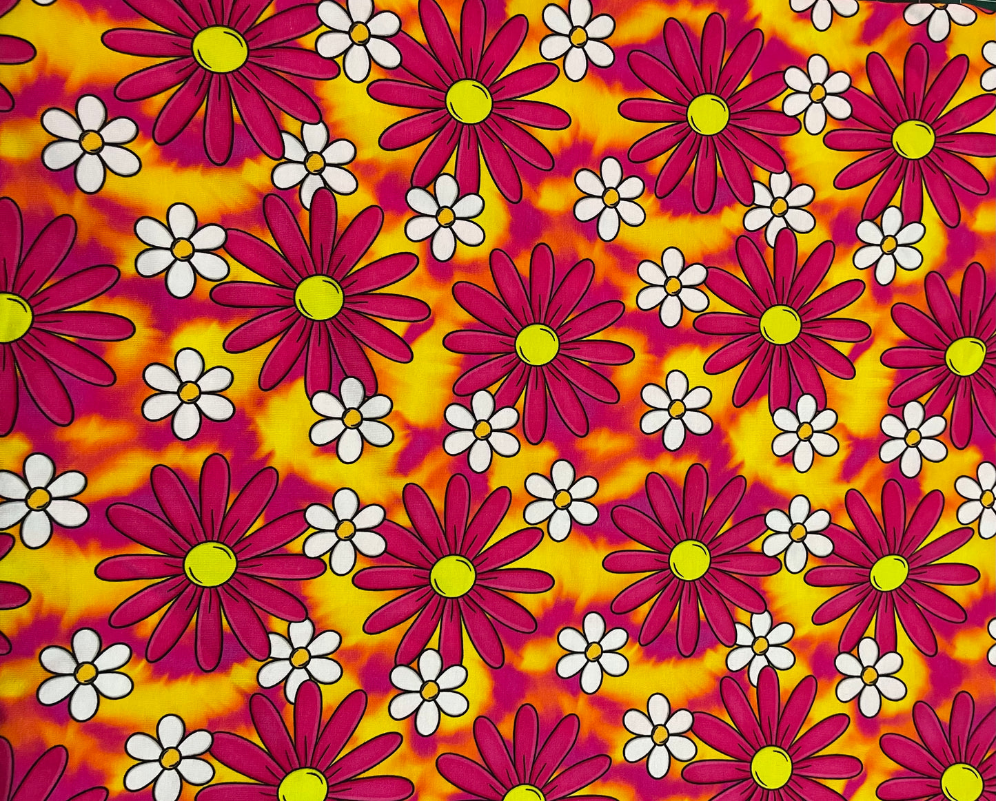 Pink and white Daisy on tye dye