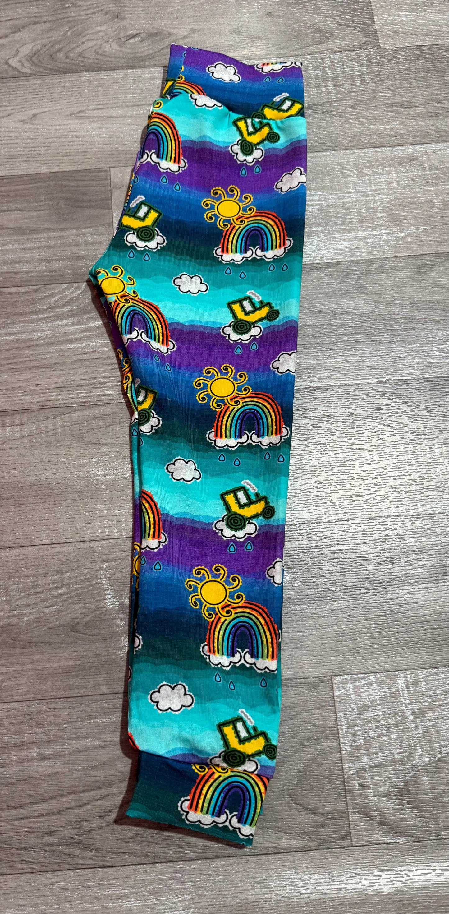 Rainbow tractor leggings 2-3y