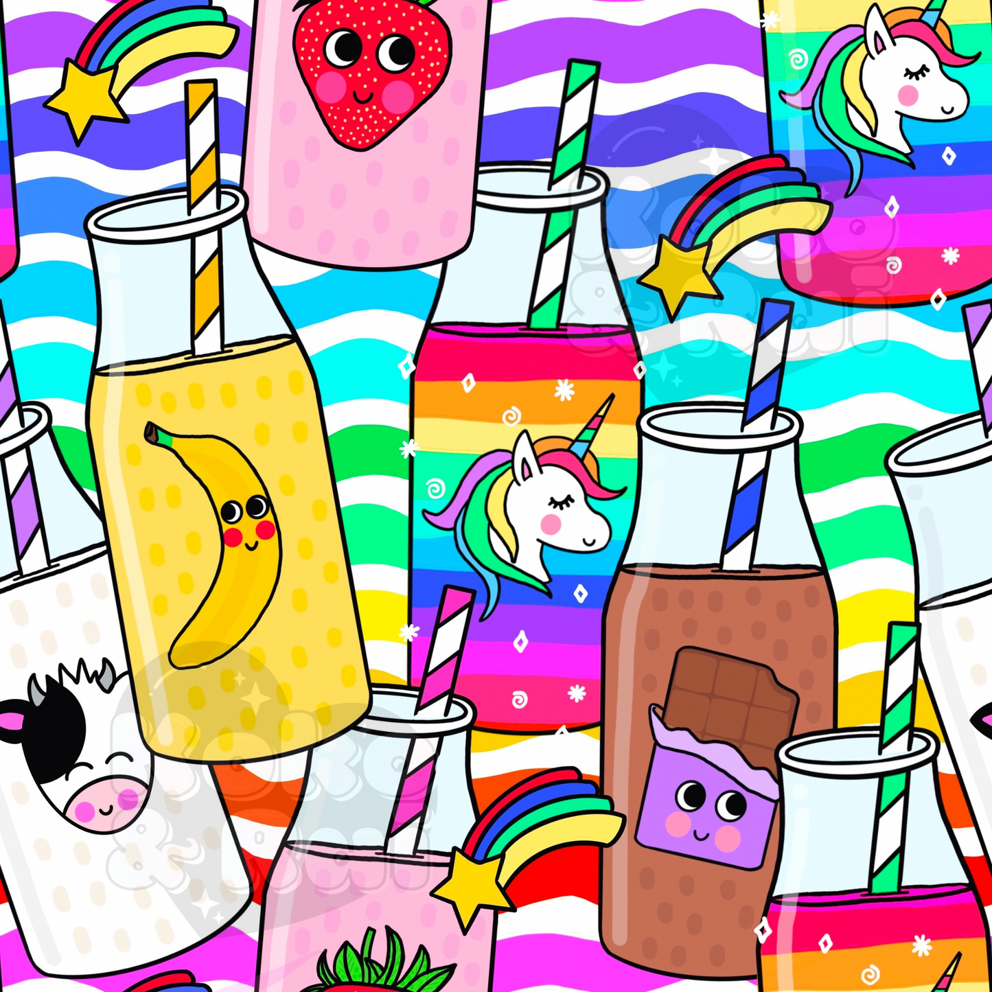 Milk bottles rainbow wave Preorder