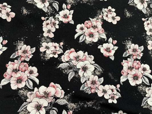 Pink floral on black
