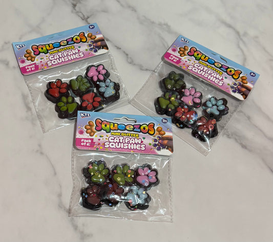 Pack of 6 mini squishy paws