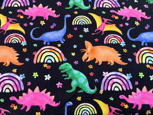 Multicoloured dino rainbow floral