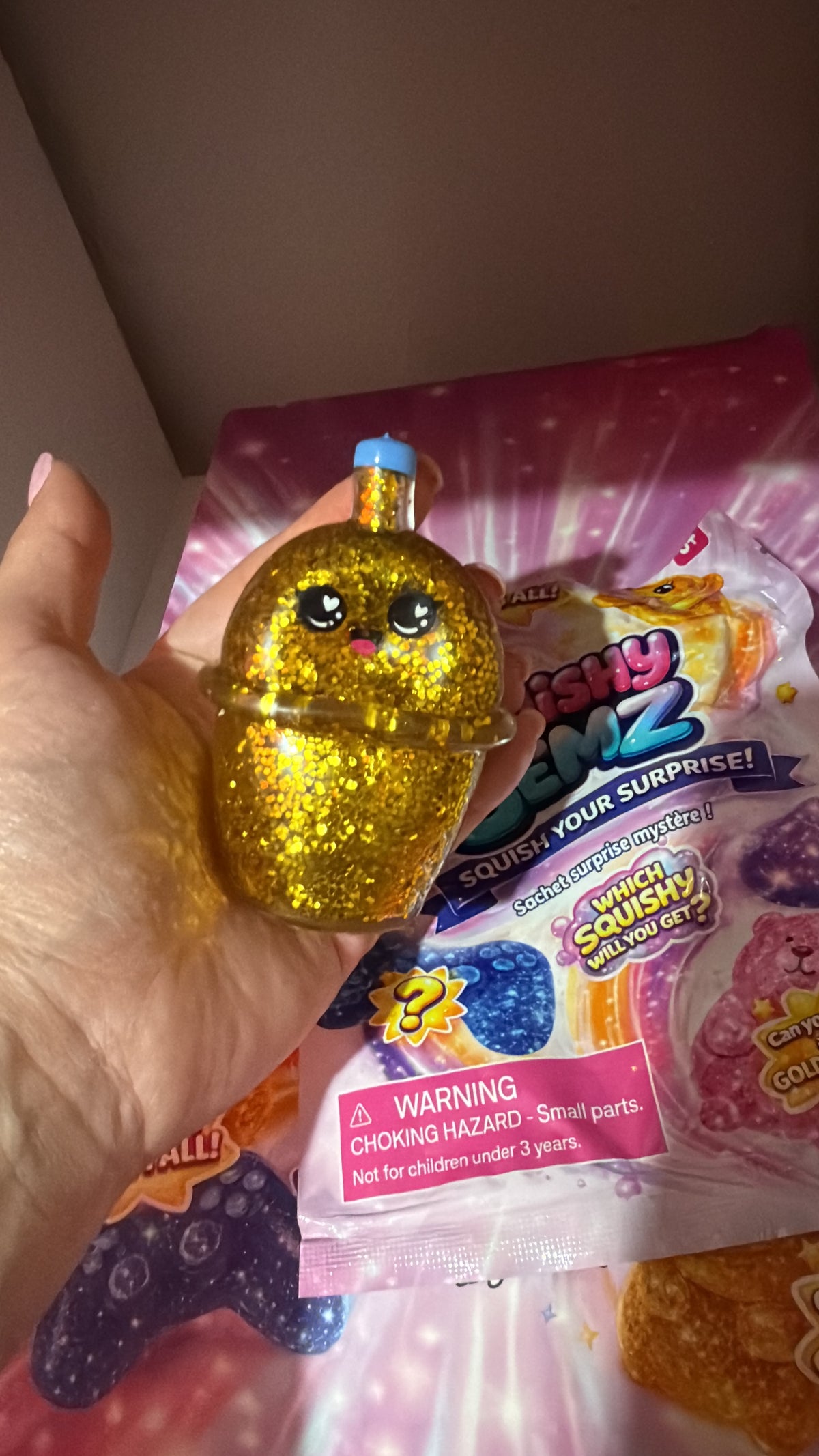 RMS sparkly squishy cube