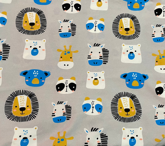 Animal heads on grey