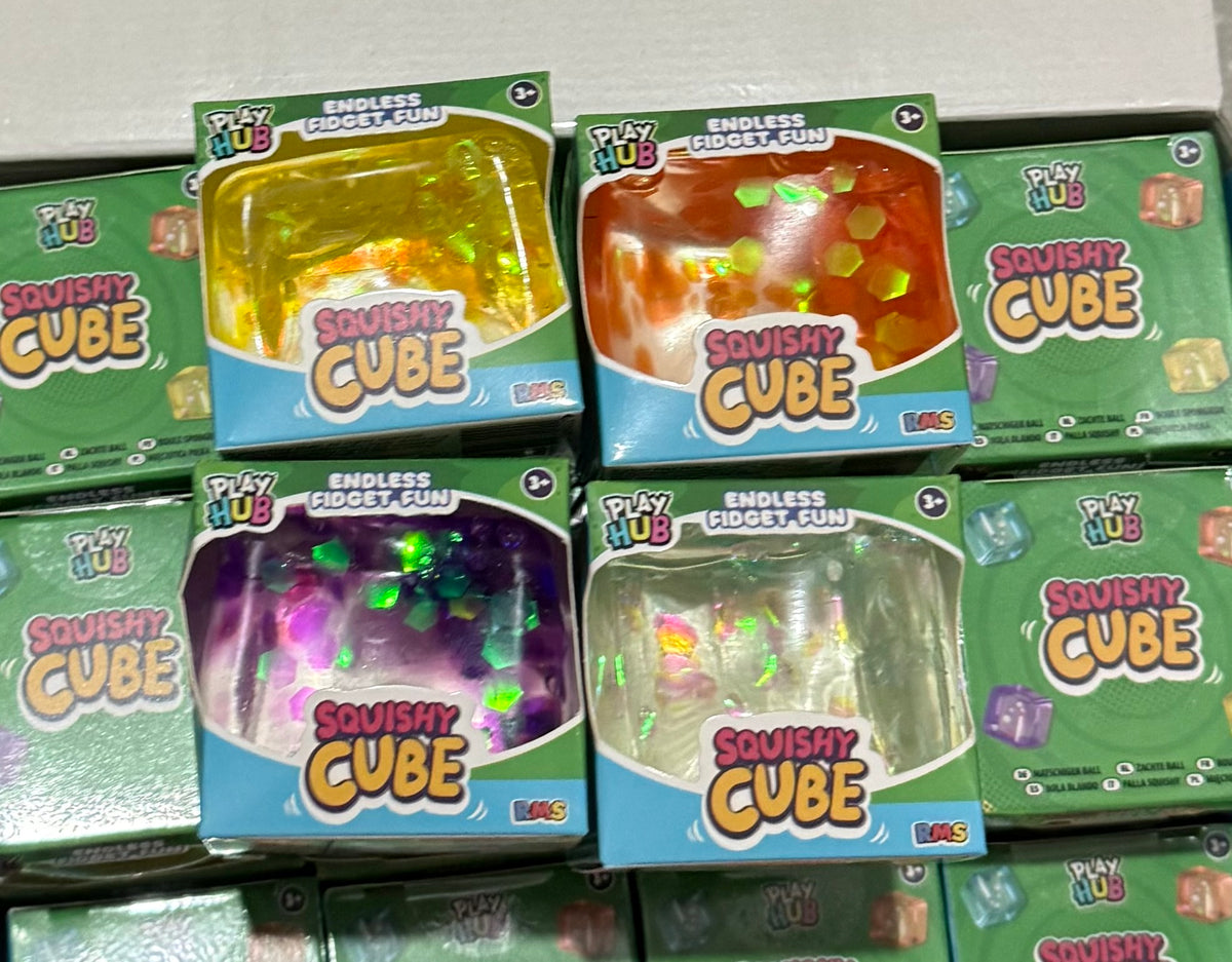 RMS sparkly squishy cube