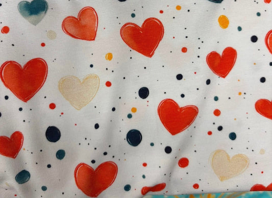 Multi Hearts and dots on white