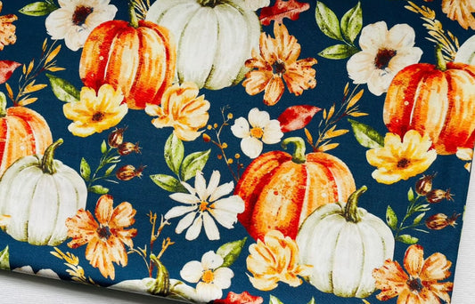 Floral pumpkins navy