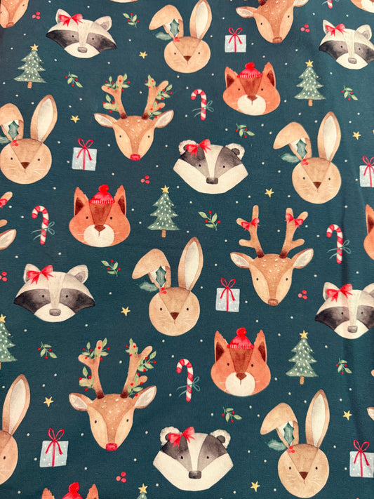 Teal Christmas animal heads