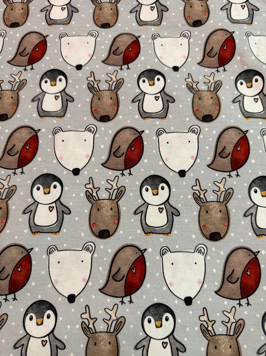 Snowy animals on grey