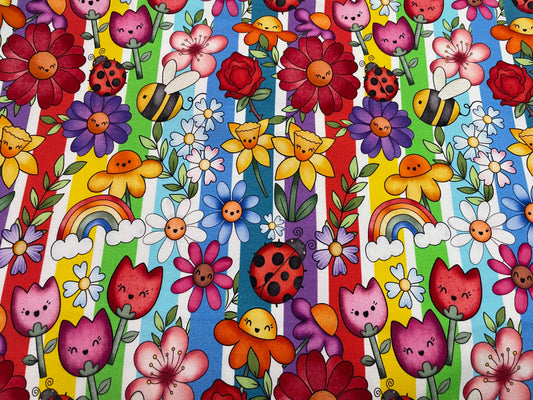 All the flowers - rainbow stripe