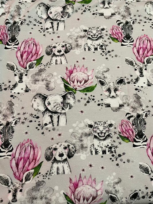 Safari floral on grey