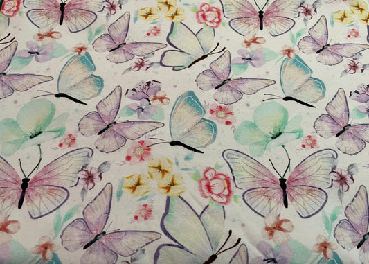 Pastel butterflies on white