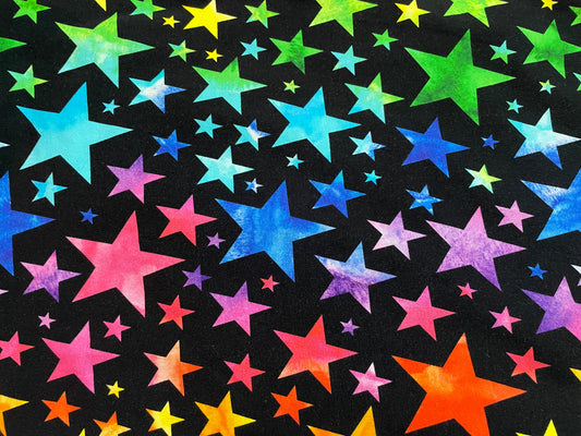 Multicoloured stars on black