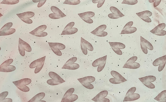 Dusky pink hearts on white splat