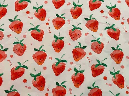 Watercolour strawberries on white 5y+