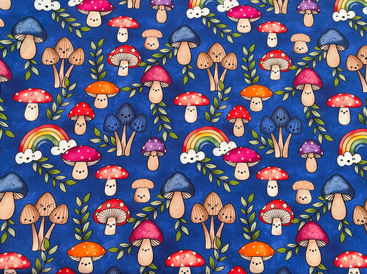 Happy mushrooms blue