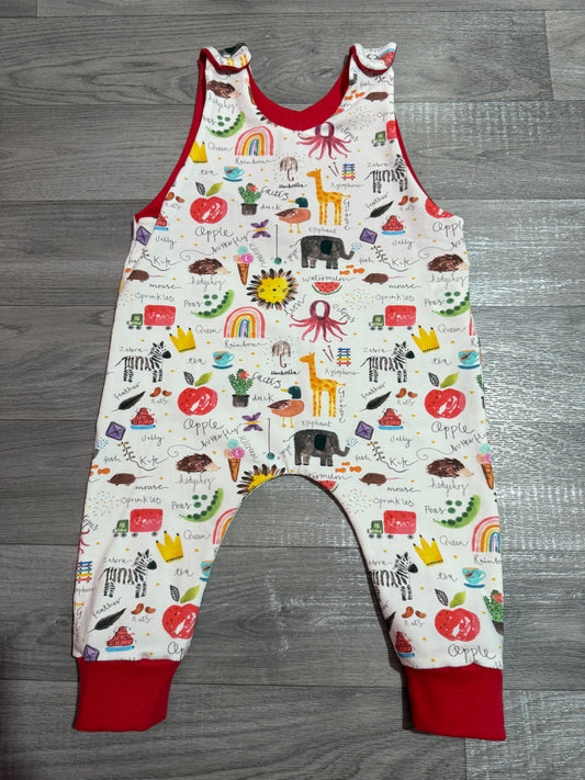 Rainbow alphabet long romper 6-9m