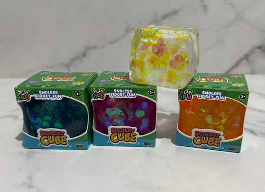 Sparkly squishy cubes