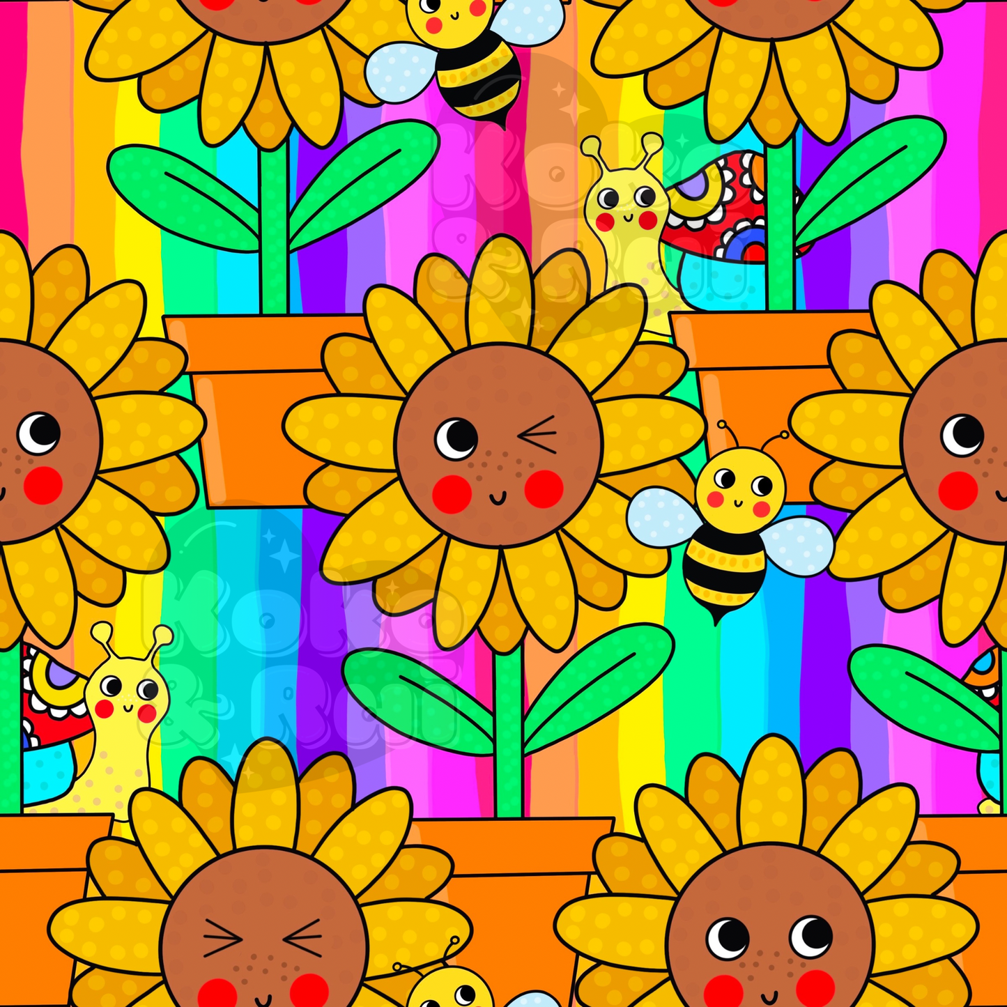 Sunflower pots rainbow stripe Preorder