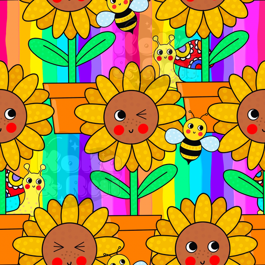 Sunflower pots rainbow stripe Preorder