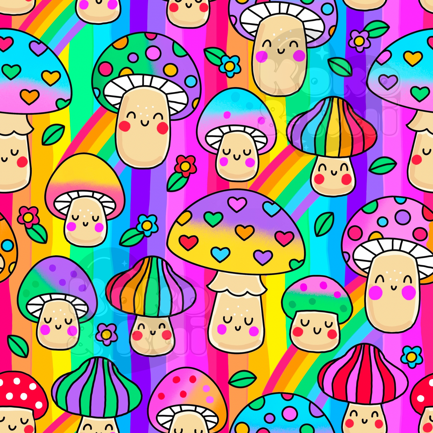 Toadstools rainbow stripe Preorder